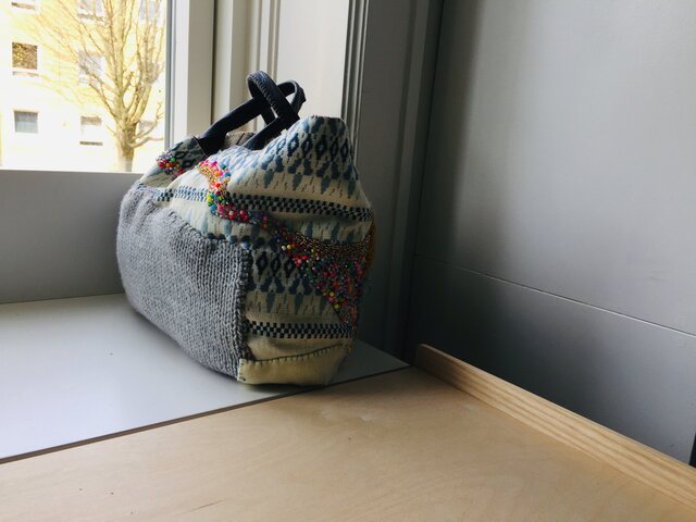 1033 バッグ 手縫い ハンドメイド 刺繍 ビーズ 刺し子 | iichi 日々の