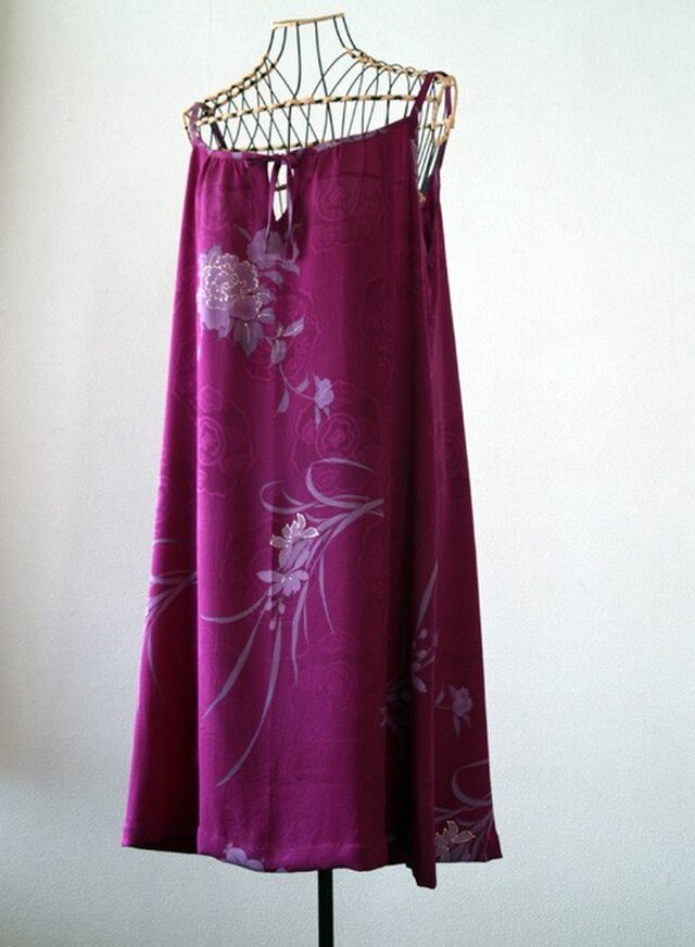 着物リメイク：紫のキャミソールワンピース