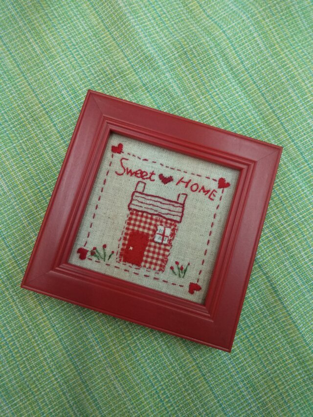 ミニ額★Sweet❤️Home★刺しゅう&アップリケ