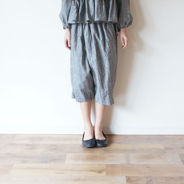Linen washers Wide pants GRAY kids 3(120cm~),4(140cm~)sizeの画像1枚目