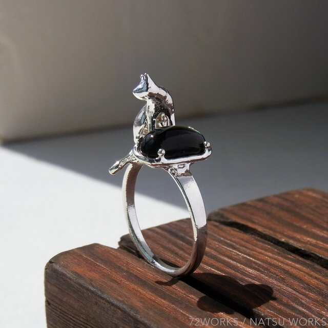 ラブラドライトと猫 ＊ Labradorite & Cat Ring