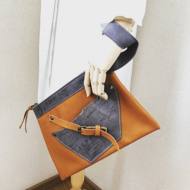 レザーポーチ&クラッチバッグ(キャメル)