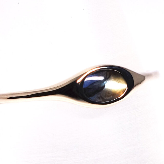 青と金の小宇宙・オーバルゴールドシーンサファイアK10リング【Pio by Parakee】oval sapphireの画像1枚目