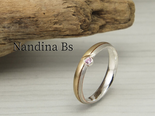 R-NandinaBsW3 ナンテンリング真鍮プラス 幅3mm <鏡面,ツヤ消しサテン 指定可>の画像1枚目