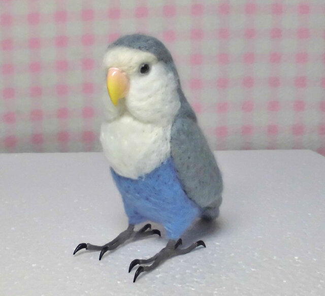 羊毛フェルト　サクラインコ リアルサイズ♪ コザクラインコ ノーマル 羊毛フェルト 受注作成
