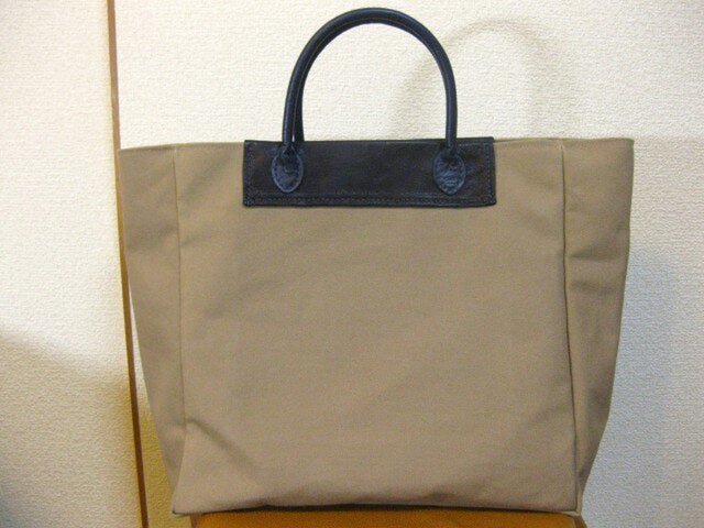 帆布製 革持ち手トートバッグの画像1枚目