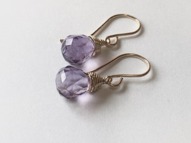 [PE] Amethyst (Light purple) Pierced Earringの画像1枚目