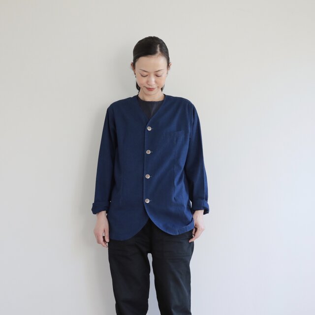 plainly colored indigo jacket HTの画像1枚目