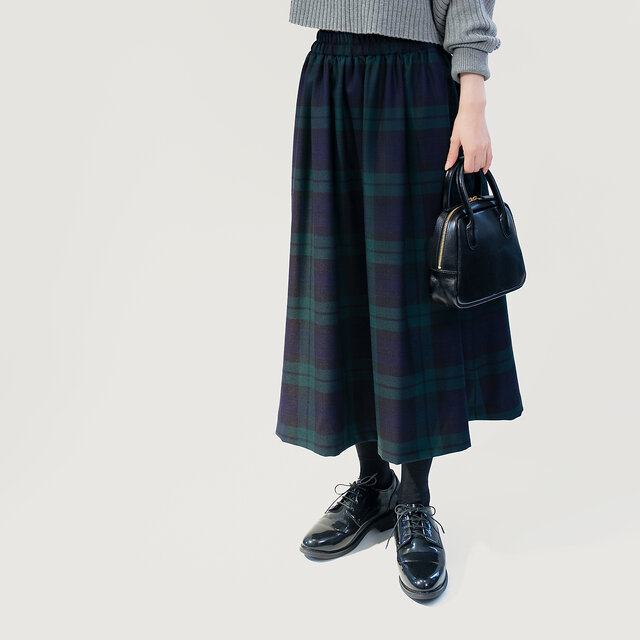 いつまでも心惹かれる 上質なタータンチェックを楽しむ ロングスカート 紺 緑 ブラックウォッチ ●LYDIE-SK●