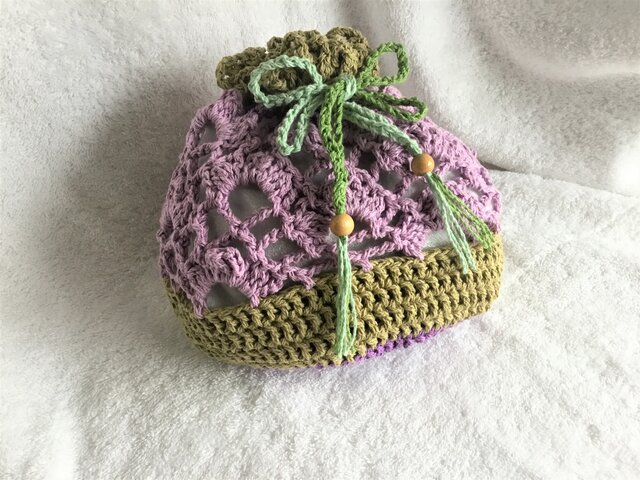 レース編み巾着 ～ぶどう～ | iichi 日々の暮らしを心地よくする