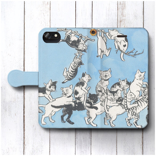 【北澤楽天 ねこのくにの幼稚園 1915】スマホケース手帳型 全機種対応 iPhone11 Galaxy