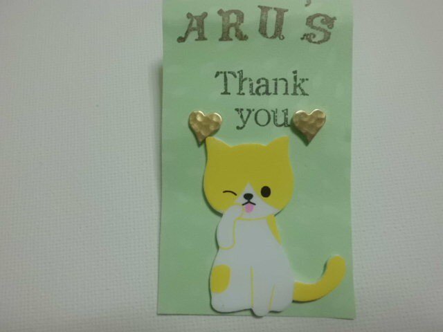 ■真鍮一粒ハートピアス■の画像1枚目