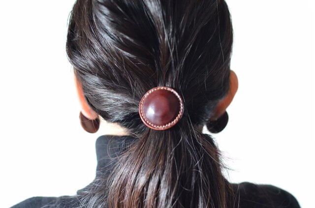 【レザーヘアゴム】Cordovan Airas“burgundy”の画像1枚目