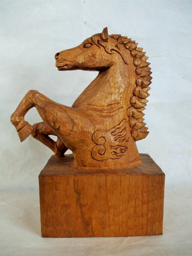 木彫り 馬 - 置物