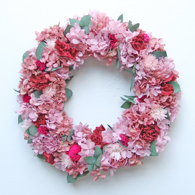季節のリース　Rose pink