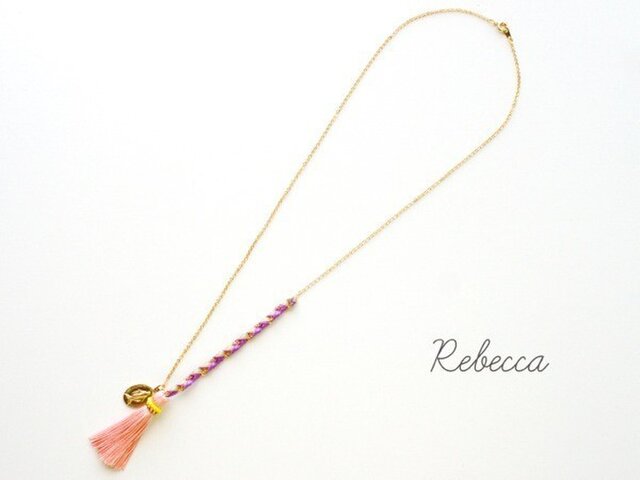 シルクタッセルネックレス Pink x Purpleの画像1枚目