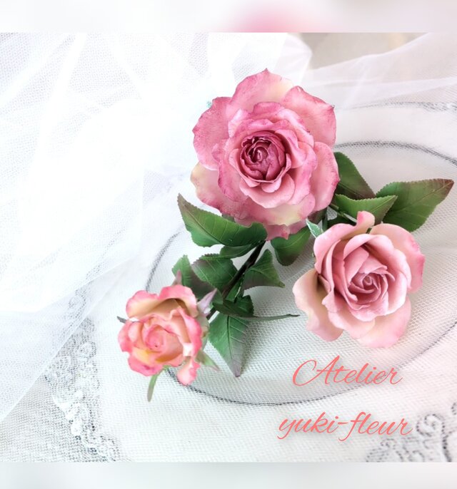 ☆クレイフラワー作品（薔薇・ハロウィン3本)☆ | iichi 日々の
