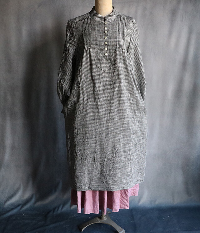 ピンタックワンピース ミニギンガム Iichi ハンドメイド クラフト作品 手仕事品の通販