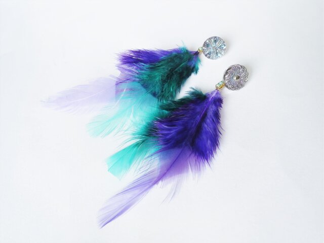 フェザーピアス 2ウェイ vintage btn earrings 2way <PE3-0420>の画像1枚目