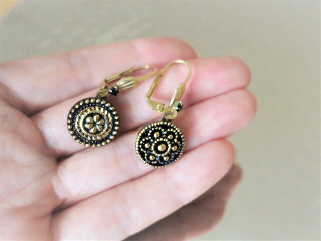 ヴィンテージガラスボタン ピアス vintage btn earrings <PE7-0420