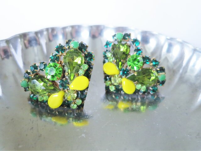 ヴィンテージビジューイヤリング ハート vintage earrings bijou <ER2-0420>の画像1枚目