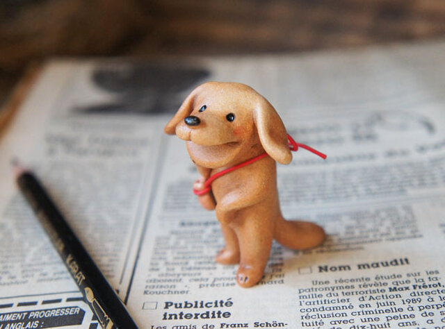 陶器の笑う犬 茶 大 Iichi ハンドメイド クラフト作品 手仕事品の通販