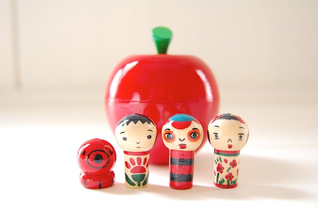 BOUS bous こけし　マトリョーシカ　作家さん 作家さん bousさん ハンドメイド こけし マトリョシカ ストラップ6点