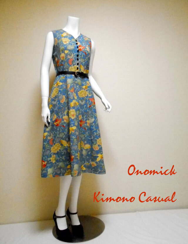 Vネック着物ドレス V-neck Kimono dress LO-225/Sの画像1枚目