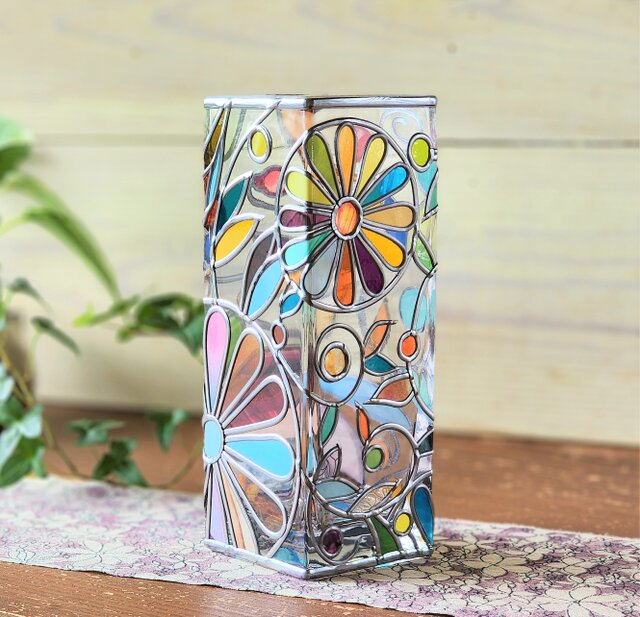 ※11/20迄【送料込 美品 希少性逸品】銀座ギャラリー購入 美しいガラス花瓶 受注:『ノスタルジー』 スクエアガラス花瓶 | iichi 日々の暮らしを