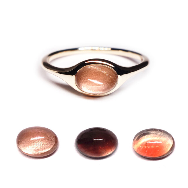 産直オレゴンサンストーンK10オーバルリング【Pio by Parakee】Oregon sunstone ovalの画像1枚目