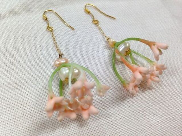 淡水パールと植物のピアス②の画像1枚目
