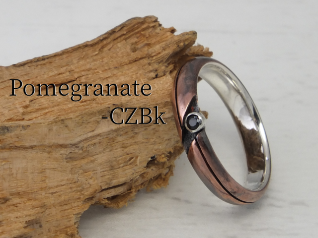 R-PomegranateCZ ザクロのCZリング 幅4mm <エイジング,ツヤ消しサテン 指定可>の画像1枚目
