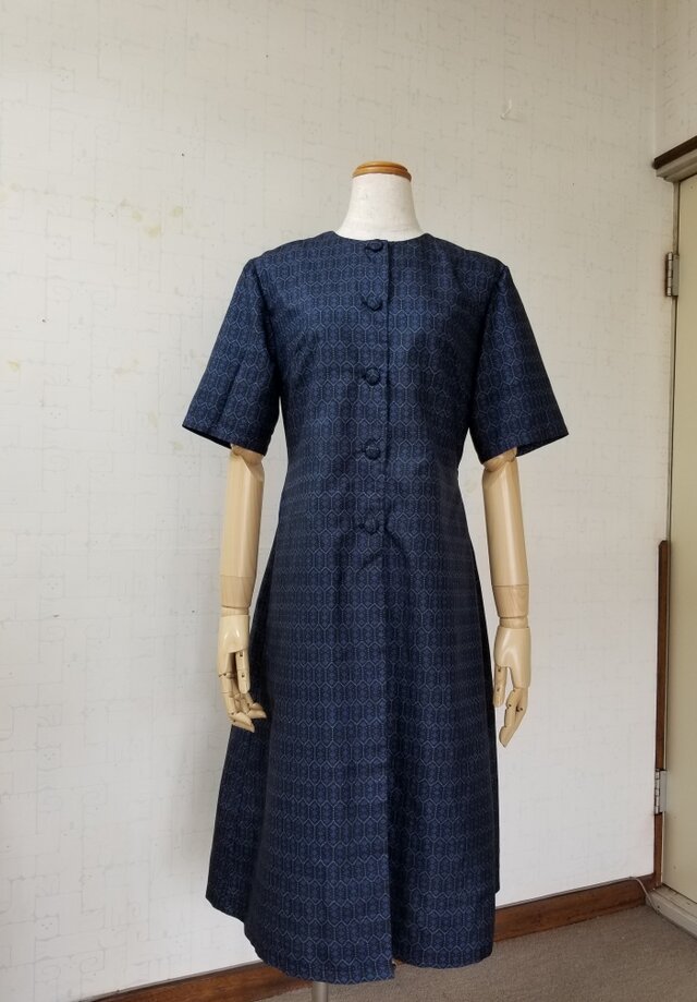 大島紬リメイク 前開きタックワンピース | iichi 日々の暮らしを