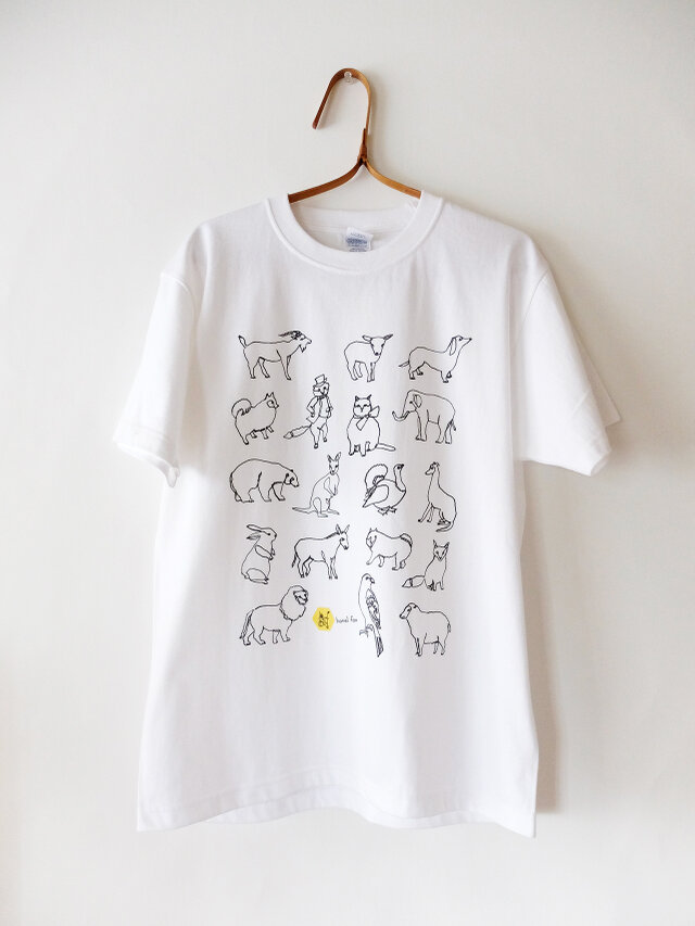 受注生産 一筆書きの動物イラストtシャツ Iichi ハンドメイド クラフト作品 手仕事品の通販