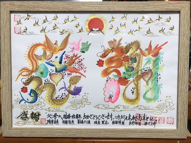 開運絵画 風水花文字 名前を書き 誕生日 米寿 結婚紀念日 出産 今年