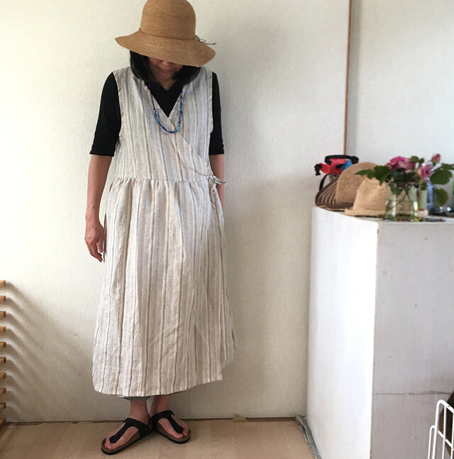 カシュクール・ワンピース　バニラ・ストライプNEW