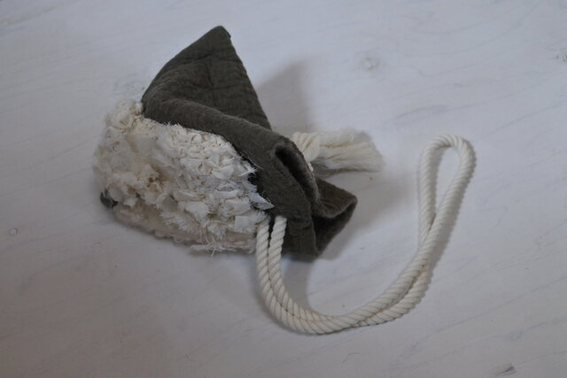 手織り布付き wool と cottonでつくられた 3way テトラbag 3.の画像1枚目