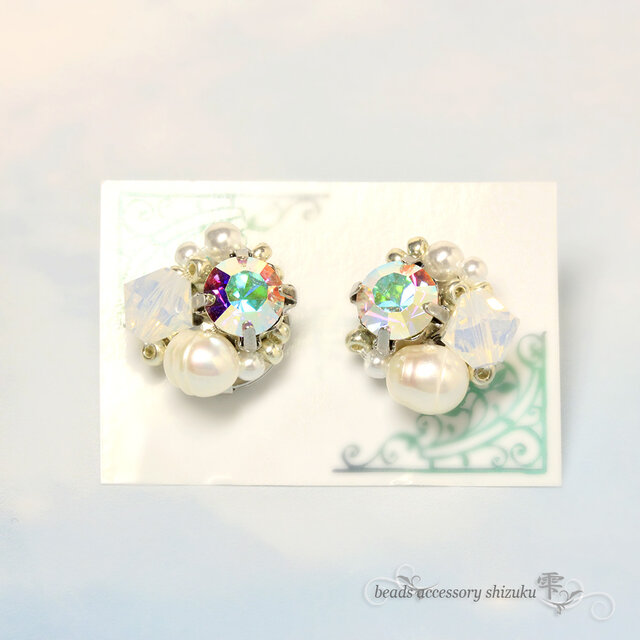 ラインストーンピアス＊White