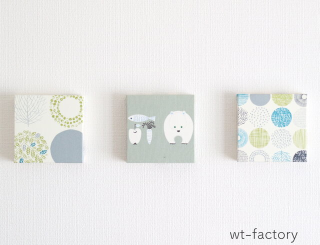 【在庫わずか】北欧 * ファブリックパネル サークルフラワー × 鳥の群れ 送料無料】12x12cmちいさなファブリックパネル【フラワー