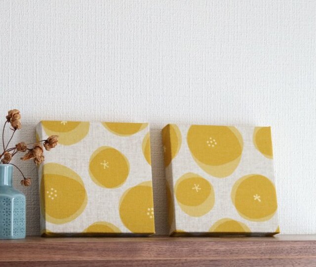 送料無料】12x12cmちいさなファブリックパネル【アンパン柄 イエロー