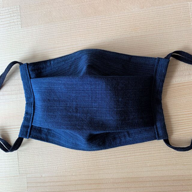 本藍染松坂木綿マスク男女兼用1枚1800円 ノーズワイヤー入りの画像1枚目