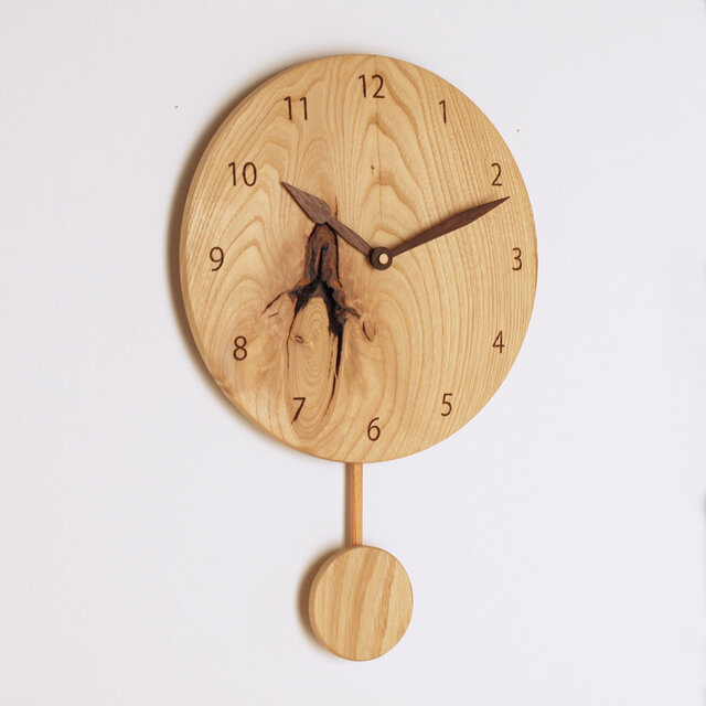 木製 振り子時計 丸型　栗材16