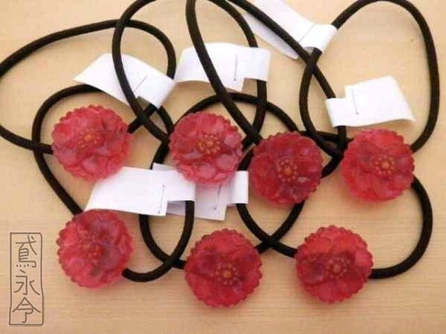 髪ゴム 薄赤色の12枚花びらの花 Iichi ハンドメイド クラフト作品 手仕事品の通販