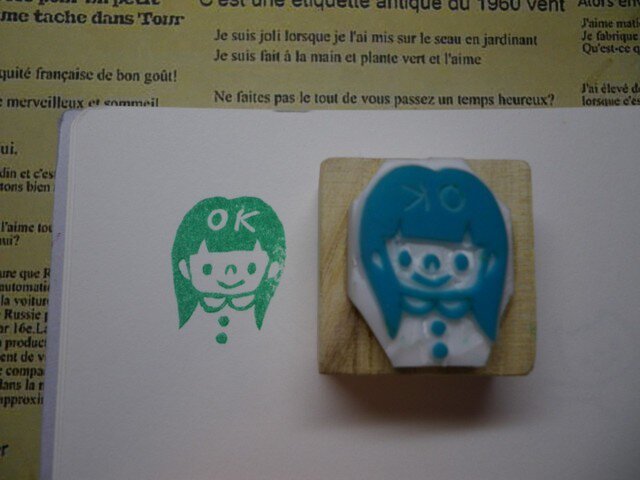 消しゴムはんこ。女子はんこ 消しゴムはんこ 女の子『OK』 | iichi 日々の暮らしを心地よくする