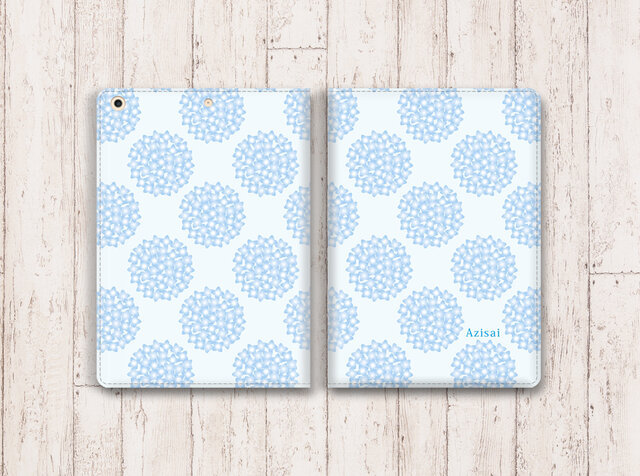 あじさい 手帳型タブレットケース カメラ穴あり はめ込みタイプ Ipadケース タブレットケース Iichi ハンドメイド クラフト作品 手仕事品の通販