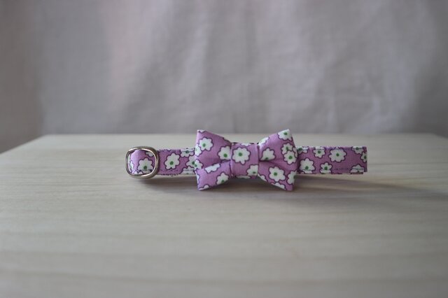 リボン首輪 Classic Flower purpleの画像1枚目