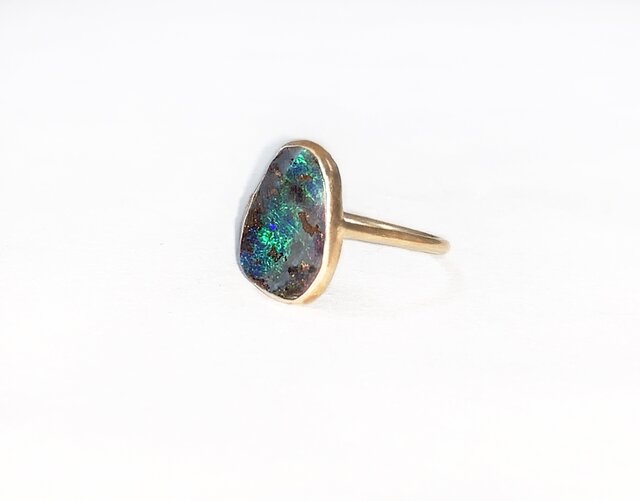 一点もの WT k18 Boulder Opal リング No.8/ 受注制作の画像1枚目