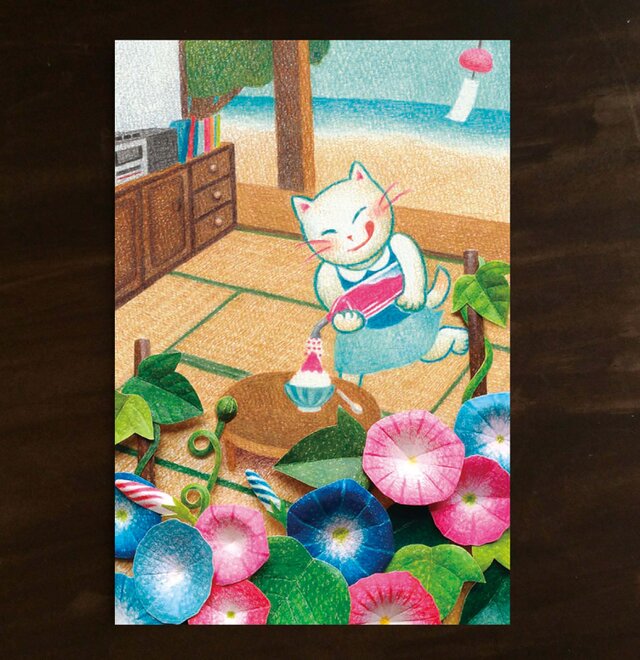 原画　3色アイスクリーム　手描きポストカード