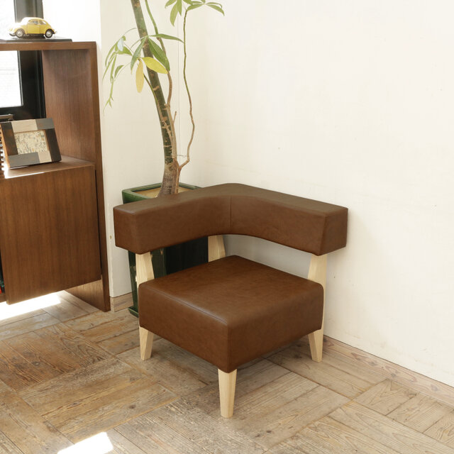 1 seater Border-L(左) sofa(ナチュラル×合成皮革:ライトブラウン)の画像1枚目