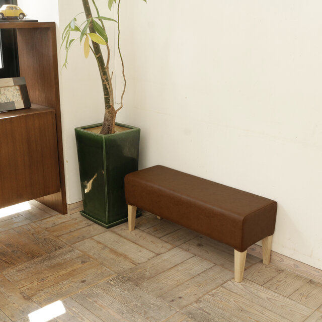 1.5 seater Bench D300(ナチュラル×合成皮革:ライトブラウン)の画像1枚目